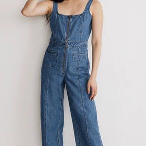 Denim Seamed Zip-Up Jumpsuit in Laurelhurst Wash